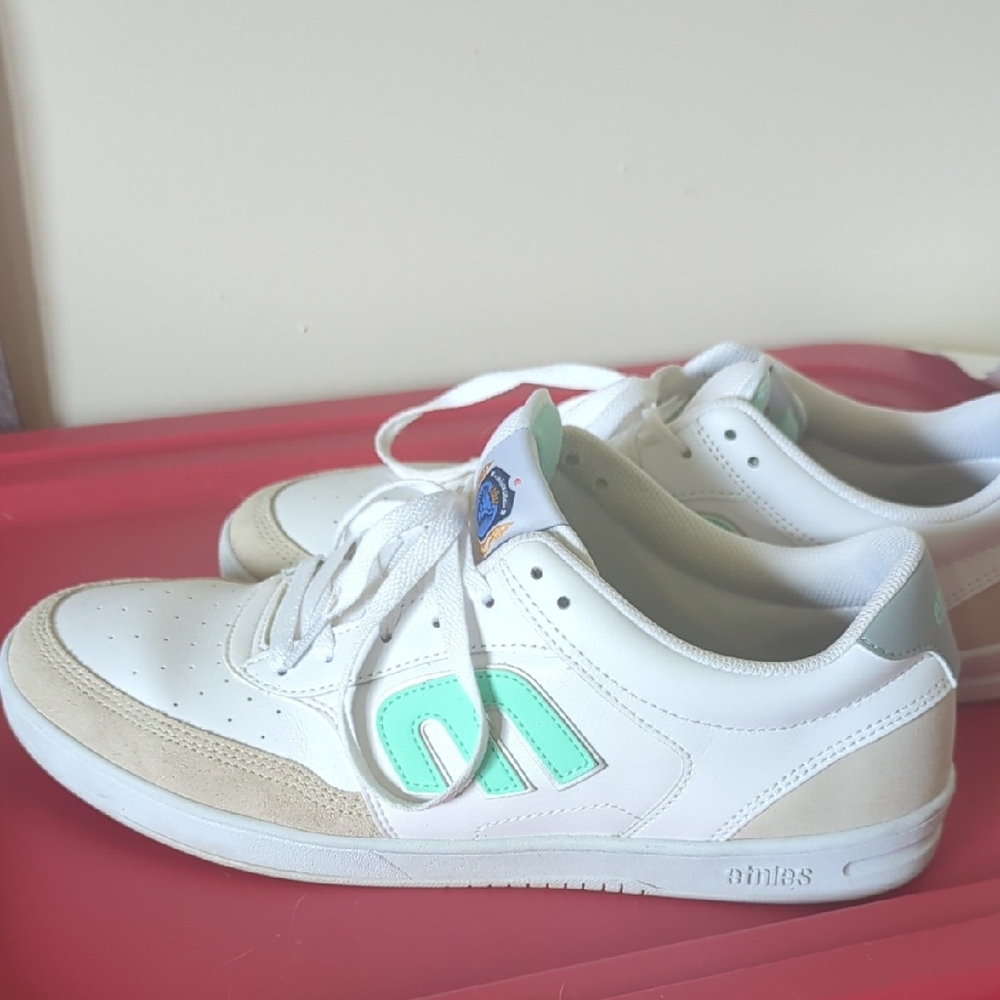 Etnies Mens Size 13 White and Mint